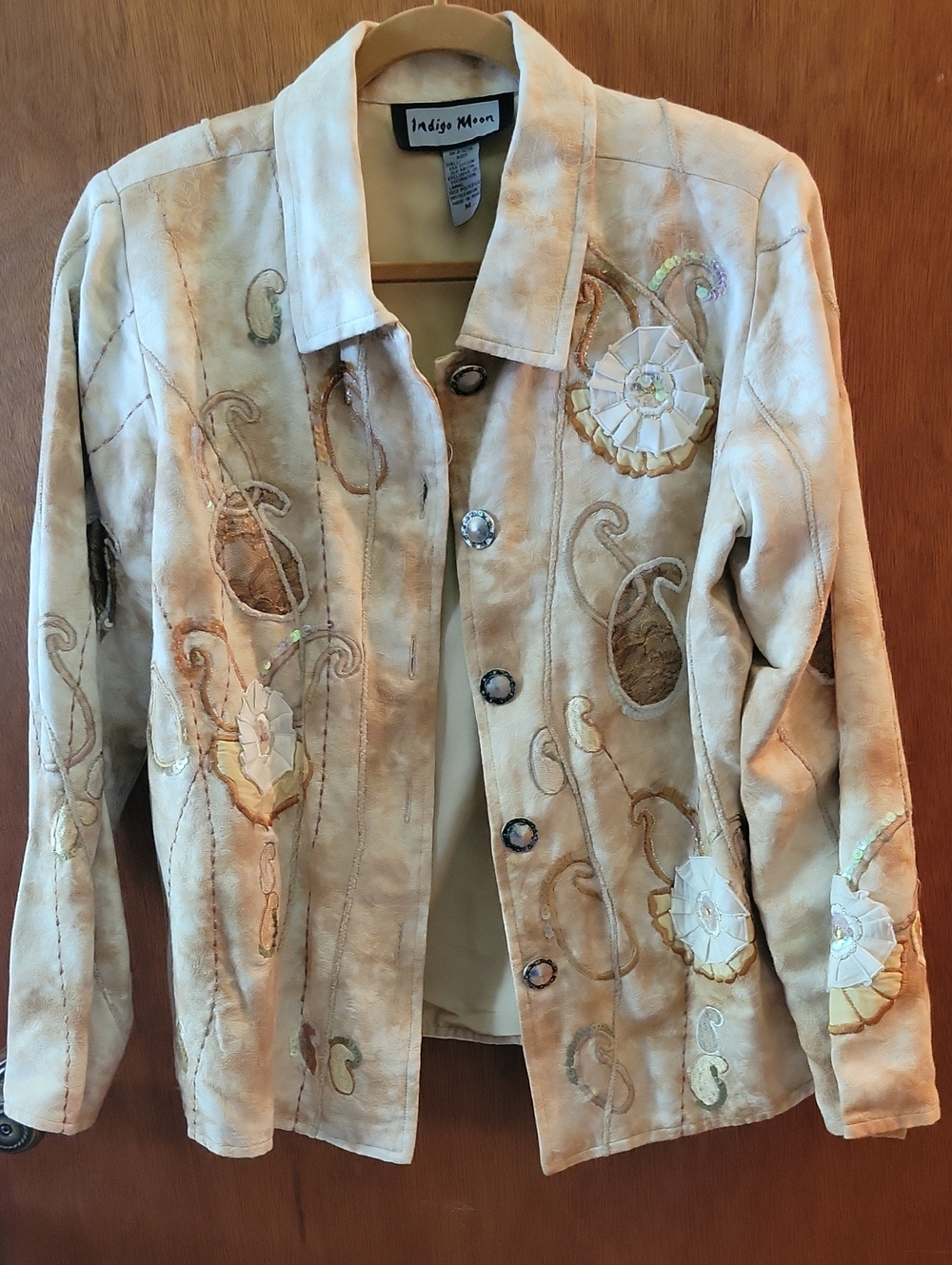Indigo Moon Women's Cream Embroidered Jacket